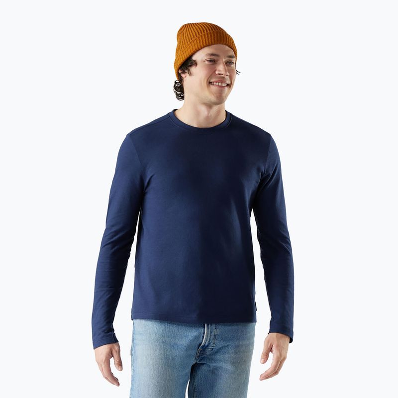 Pánske turistické tričko s dlhým rukávom Smartwool Perfect Crew deep navy