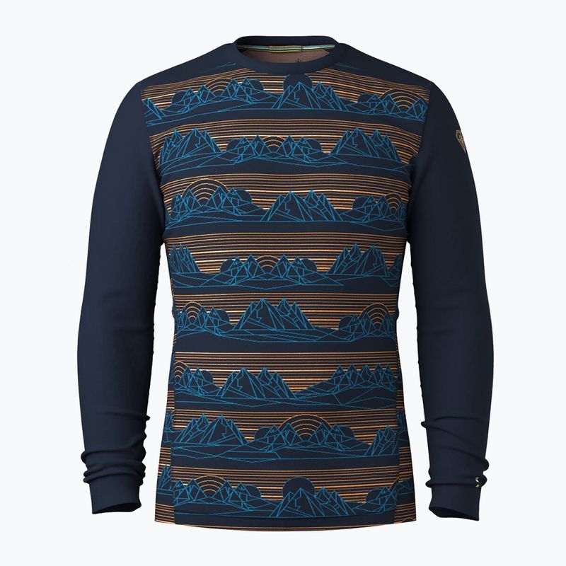 Pánska termoaktívna mikina Smartwool Merino 250 Baselayer Crew Boxed deep navy geo peaks 3