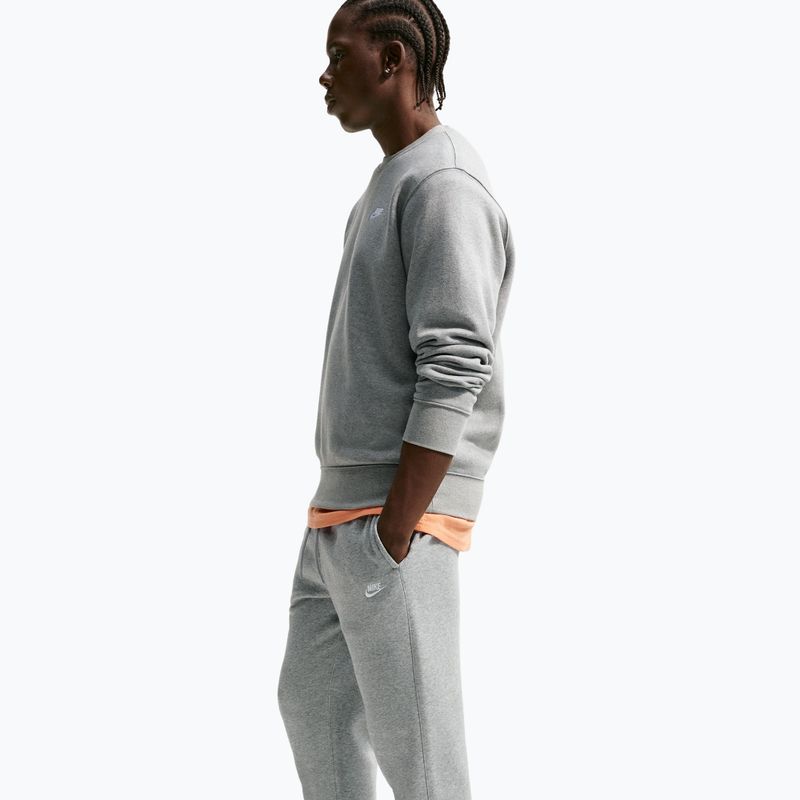 Pánske nohavice Nike Club Cuffed Brushed dark grey heather/light smoke grey/white 4