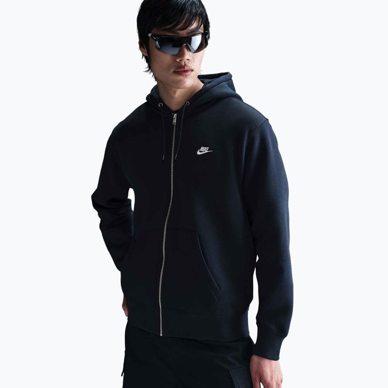 Pánska mikina Nike Club Full Zip Hoodie obsidian/obsidian/white