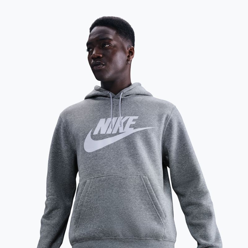 Pánska mikina Nike Club Pullover Hoodie dark grey heather/light smoke grey/white 4