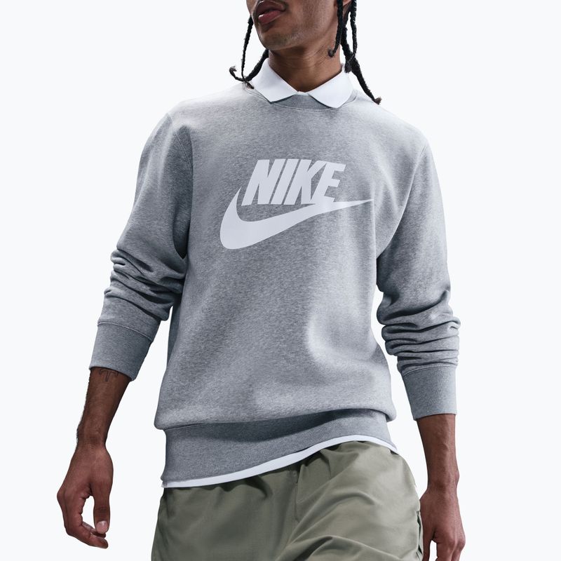 Pánska mikina Nike Sportswear Club Graphic Fleece Crew dark grey heather/white 4