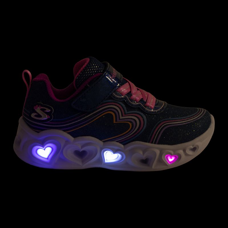 Detské topánky SKECHERS Heart Lights Retro Hearts navy leather/multi trim 8