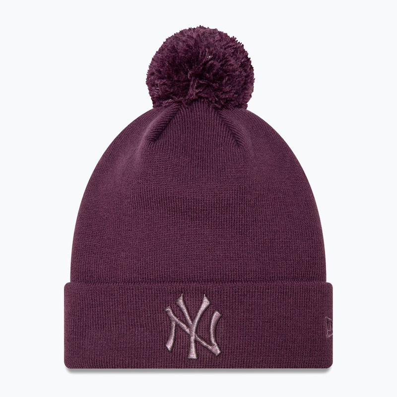 Dámska šiltovka New Era Metallic Bobble Knit Beanie New York Yankees dark purple