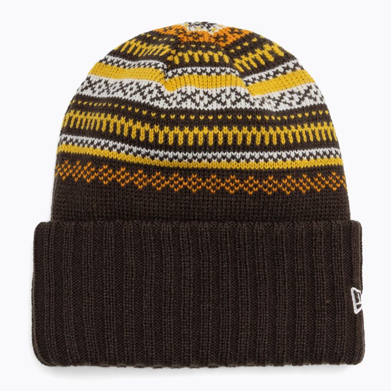 Dámska zimná čiapka New Era Rail Isle Cuff Knit Beanie tmavohnedá