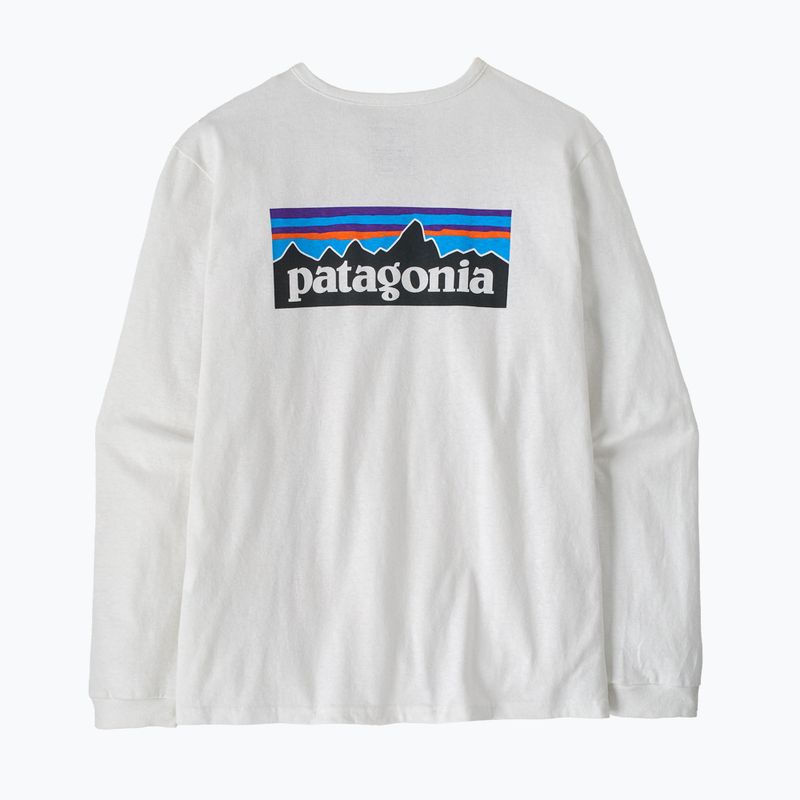 Dámske tričko longsleeve Patagonia P-6 Logo Responsibili-Tee LS fiber white 2