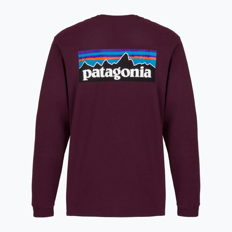 Pánske tričko longsleeve Patagonia P-6 Logo Responsibili berry fig 2