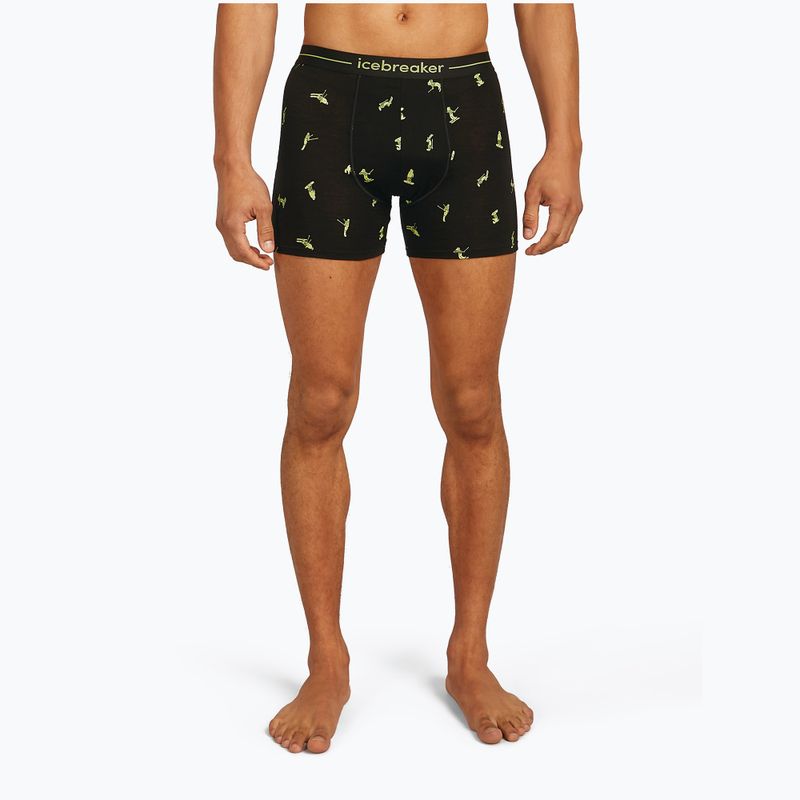 Pánske termo boxerky Icebreaker Anatomica Snow Day black/peridot/aop 2