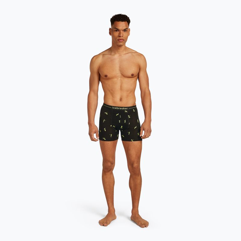 Pánske termo boxerky Icebreaker Anatomica Snow Day black/peridot/aop 3