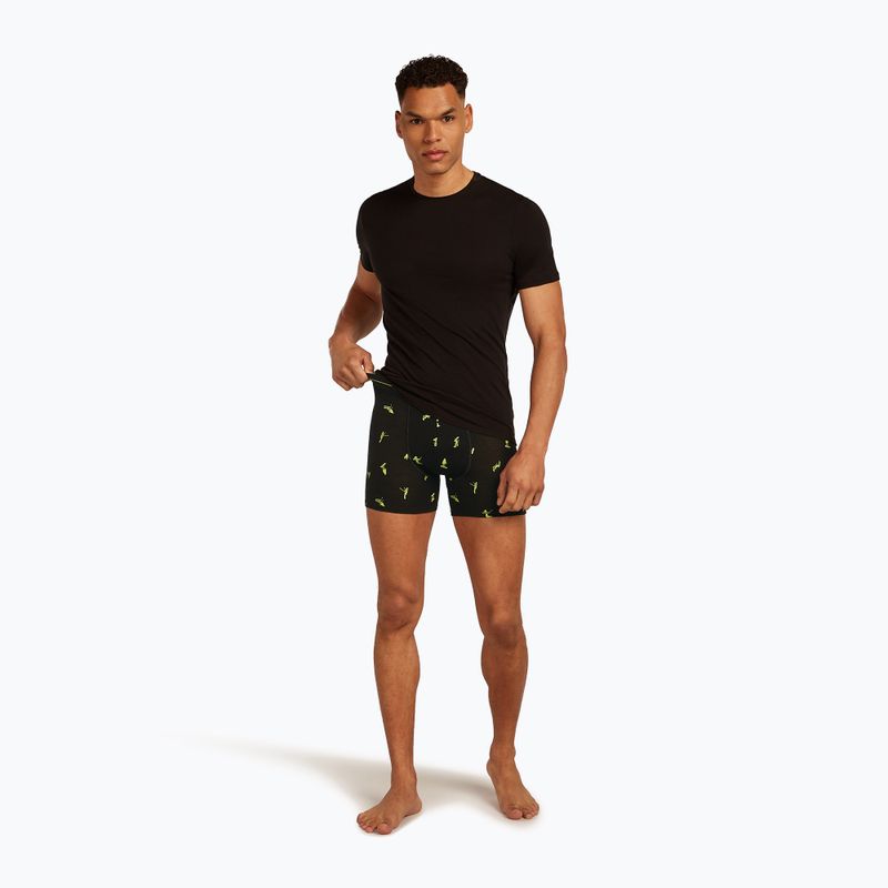 Pánske termo boxerky Icebreaker Anatomica Snow Day black/peridot/aop 7