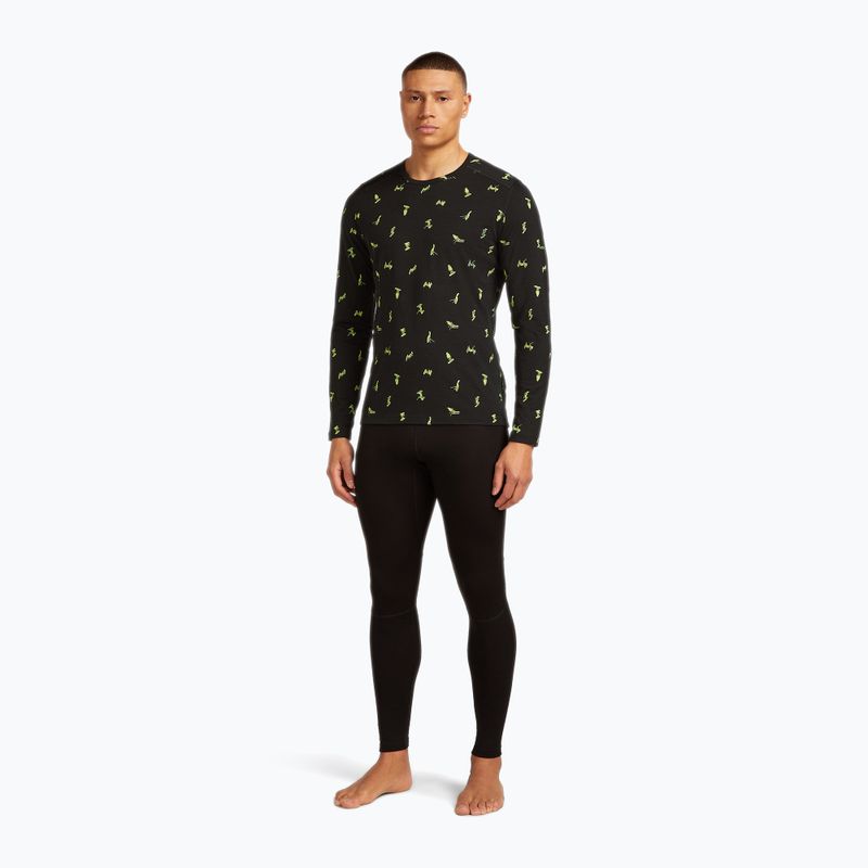 Pánske termo tričko longsleeve icebreaker Merino 200 Oasis Crewe Snow Day black/peridot/aop 2