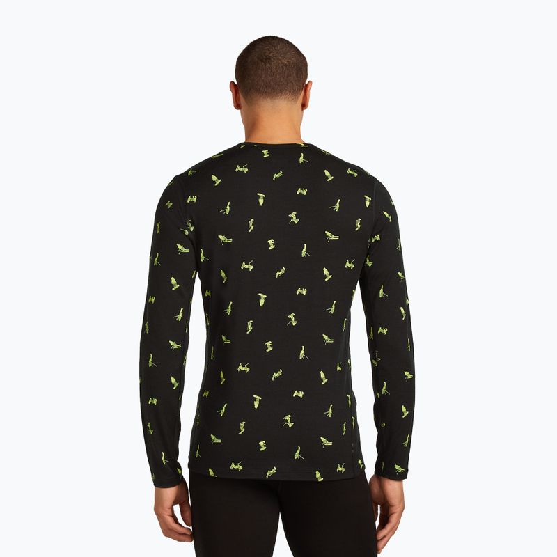 Pánske termo tričko longsleeve icebreaker Merino 200 Oasis Crewe Snow Day black/peridot/aop 3