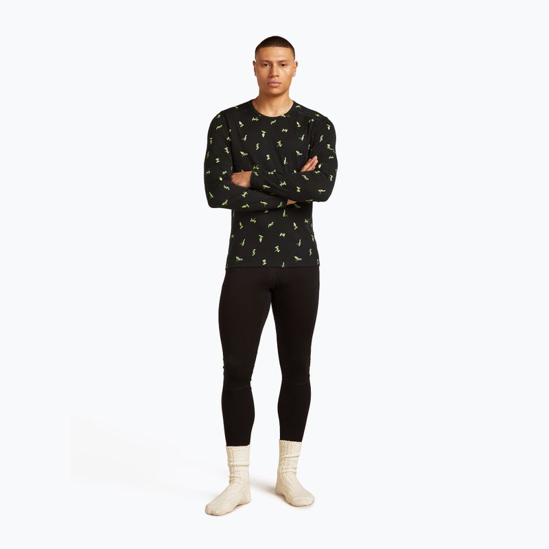 Pánska termoaktívna mikina icebreaker Merino 200 Oasis Crewe Snow Day black/peridot/aop 5