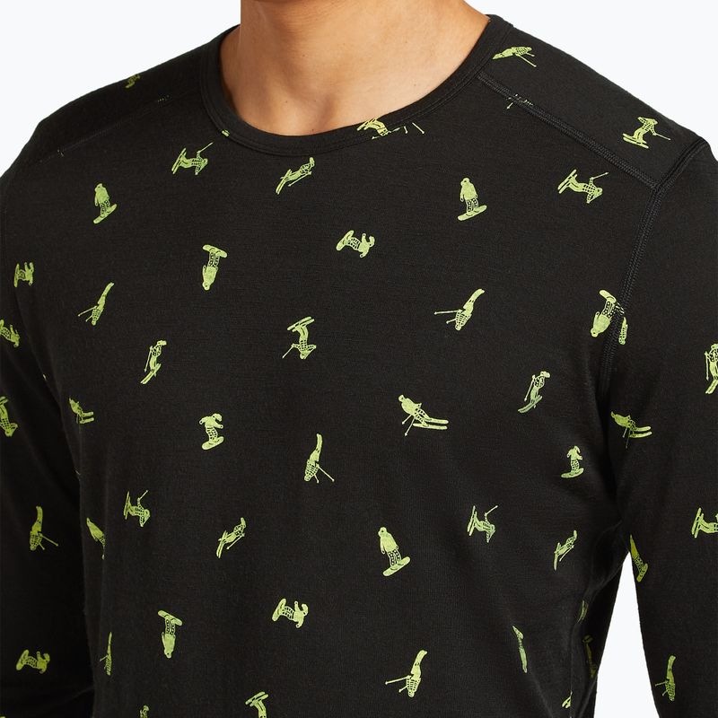 Pánske termo tričko longsleeve icebreaker Merino 200 Oasis Crewe Snow Day black/peridot/aop 6