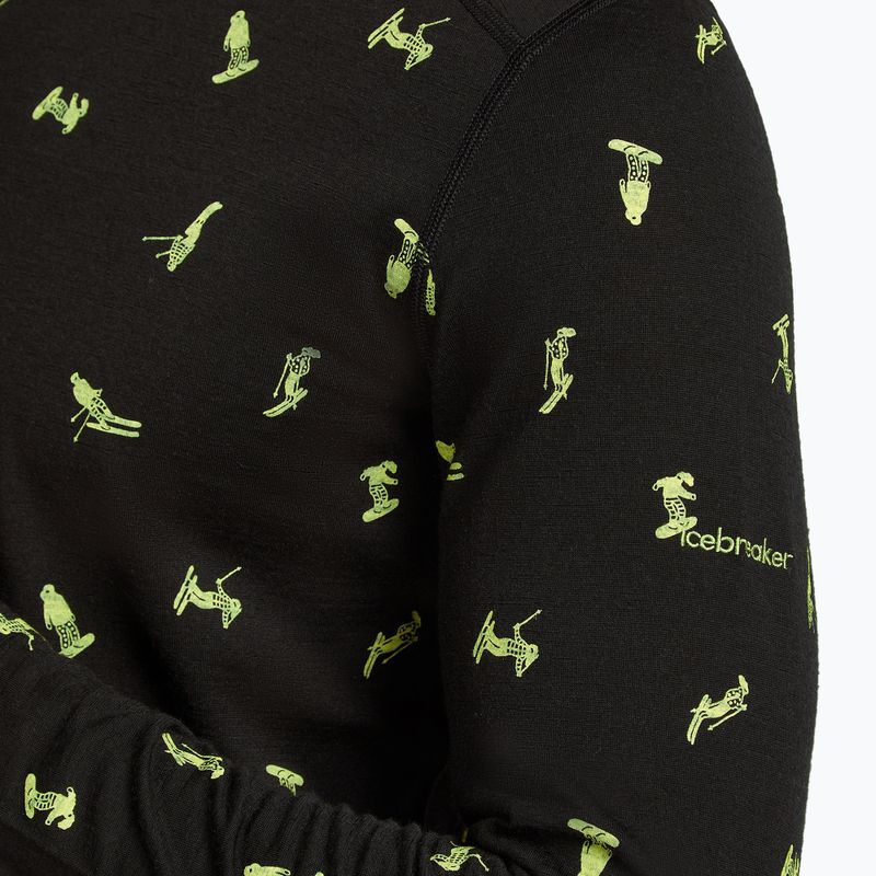 Pánske termo tričko longsleeve icebreaker Merino 200 Oasis Crewe Snow Day black/peridot/aop 7