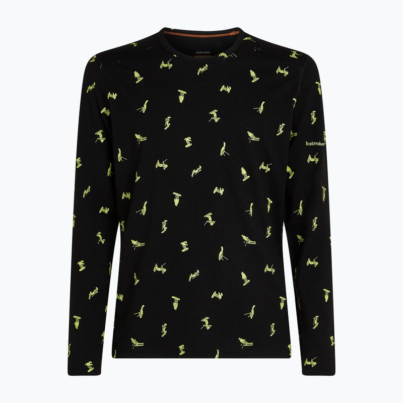 Pánske termo tričko longsleeve icebreaker Merino 200 Oasis Crewe Snow Day black/peridot/aop 8