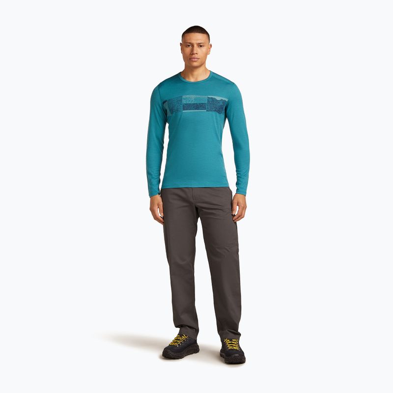 Pánske termo tričko longsleeve icebreaker Merino 200 Oasis Crewe Elevation Line topaz 2