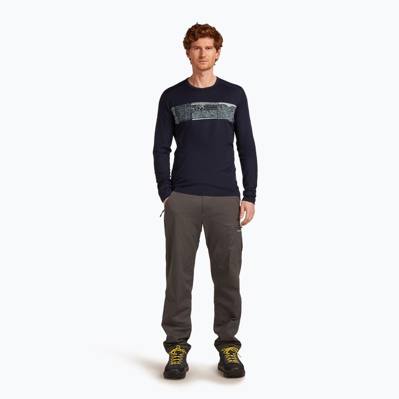 Pánske termo tričko longsleeve icebreaker Merino 200 Oasis Crewe Elevation Line midnight navy 2