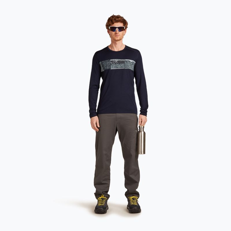 Pánske termo tričko longsleeve icebreaker Merino 200 Oasis Crewe Elevation Line midnight navy 4