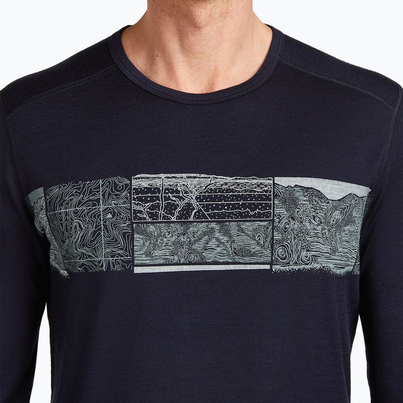 Pánske termo tričko longsleeve icebreaker Merino 200 Oasis Crewe Elevation Line midnight navy 5