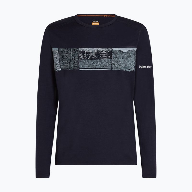 Pánske termo tričko longsleeve icebreaker Merino 200 Oasis Crewe Elevation Line midnight navy 7