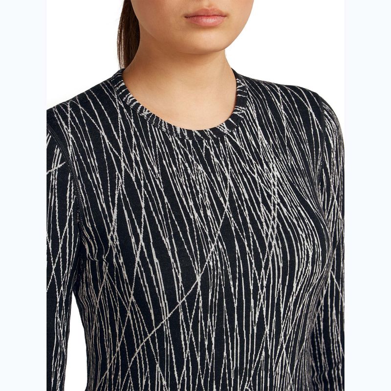 Dámsky trekkingový longsleeve Icebreaker Merino 260 Tech Vertex Crewe Delta Lines AOP black/snow/j 5