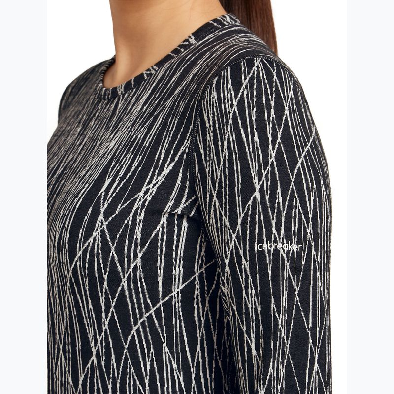Dámsky trekkingový longsleeve Icebreaker Merino 260 Tech Vertex Crewe Delta Lines AOP black/snow/j 6