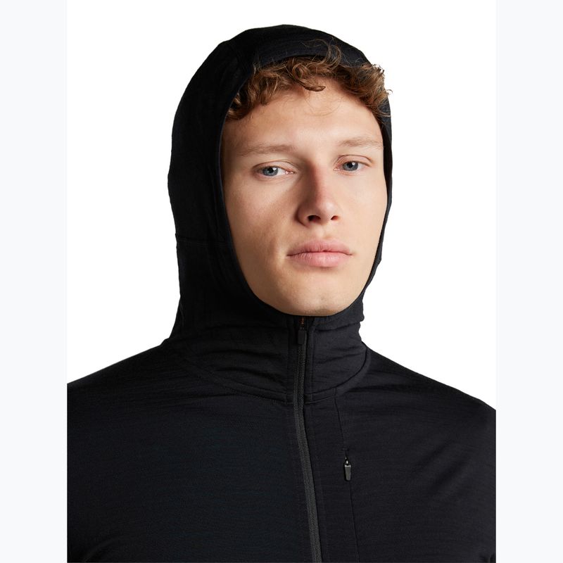 Pánska trekingová mikina Icebreaker Merino 200 Realfleece Descender Half Zip Hoodie black 6
