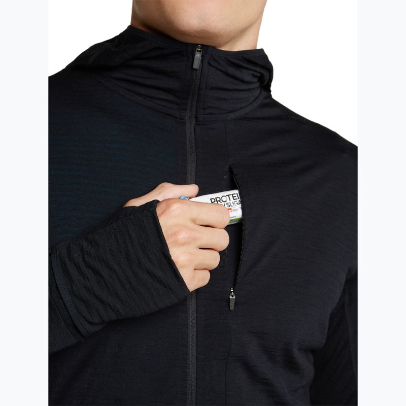 Pánska trekingová mikina Icebreaker Merino 200 Realfleece Descender Half Zip Hoodie black 7