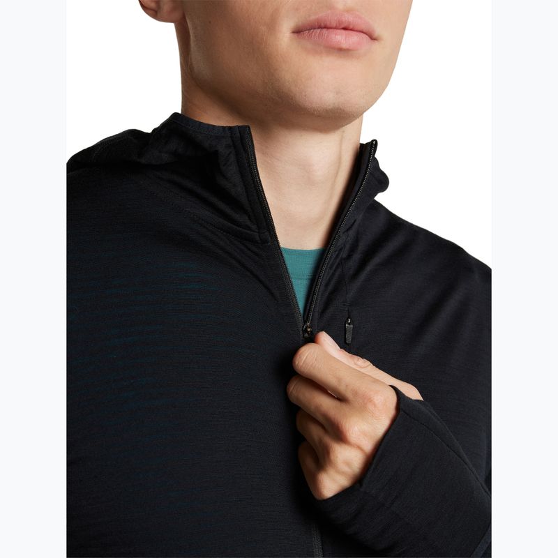 Pánska trekingová mikina Icebreaker Merino 200 Realfleece Descender Half Zip Hoodie black 8