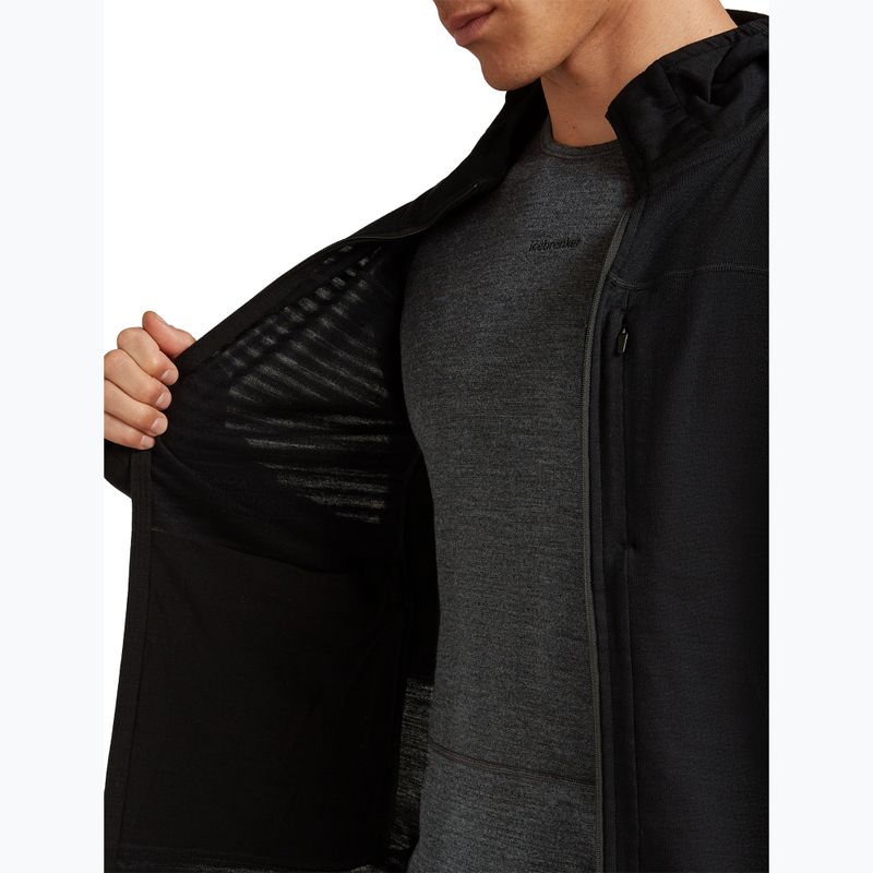 Pánska trekingová mikina Icebreaker Merino 300 Realfleece Descender Zip Hoodie black 7