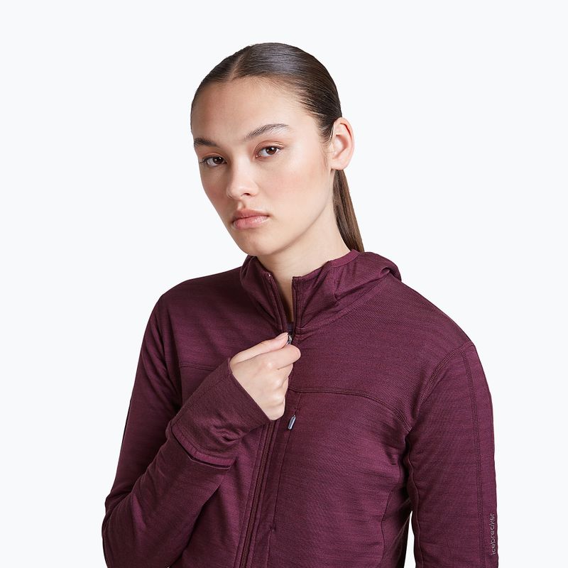 Dámska trekingová mikina Icebreaker Merino 300 Realfleece Descender Zip Hoodie dark berry 4