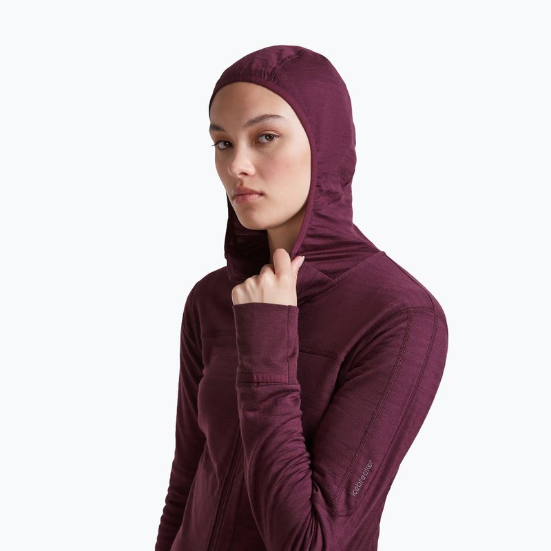 Dámska trekingová mikina Icebreaker Merino 300 Realfleece Descender Zip Hoodie dark berry 5