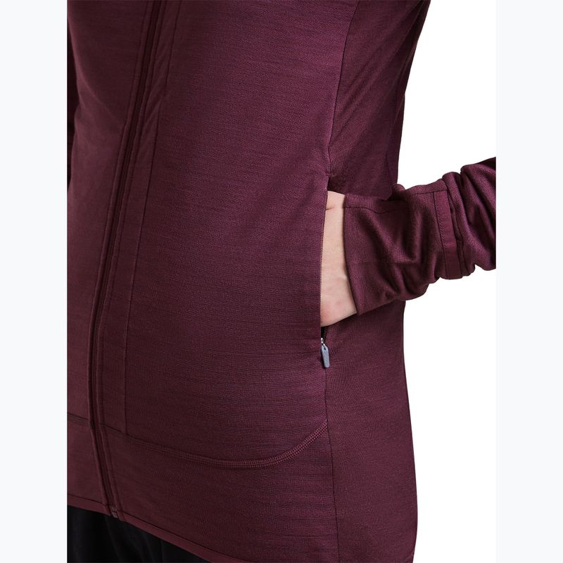Dámska trekingová mikina Icebreaker Merino 300 Realfleece Descender Zip Hoodie dark berry 10