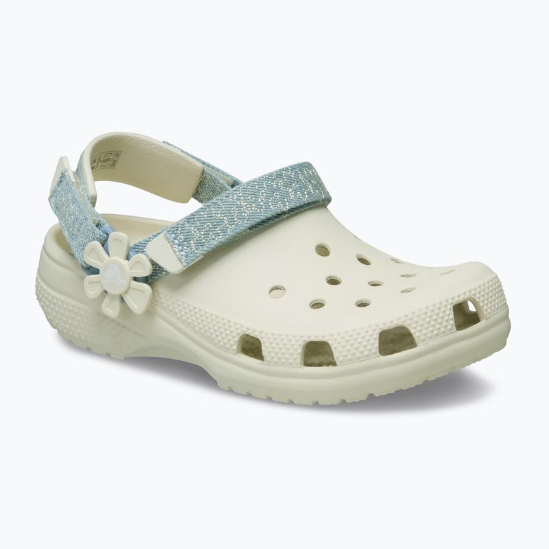 Detské šľapky Crocs Classic Denim Flower Adjustment Backstrap summit white 9