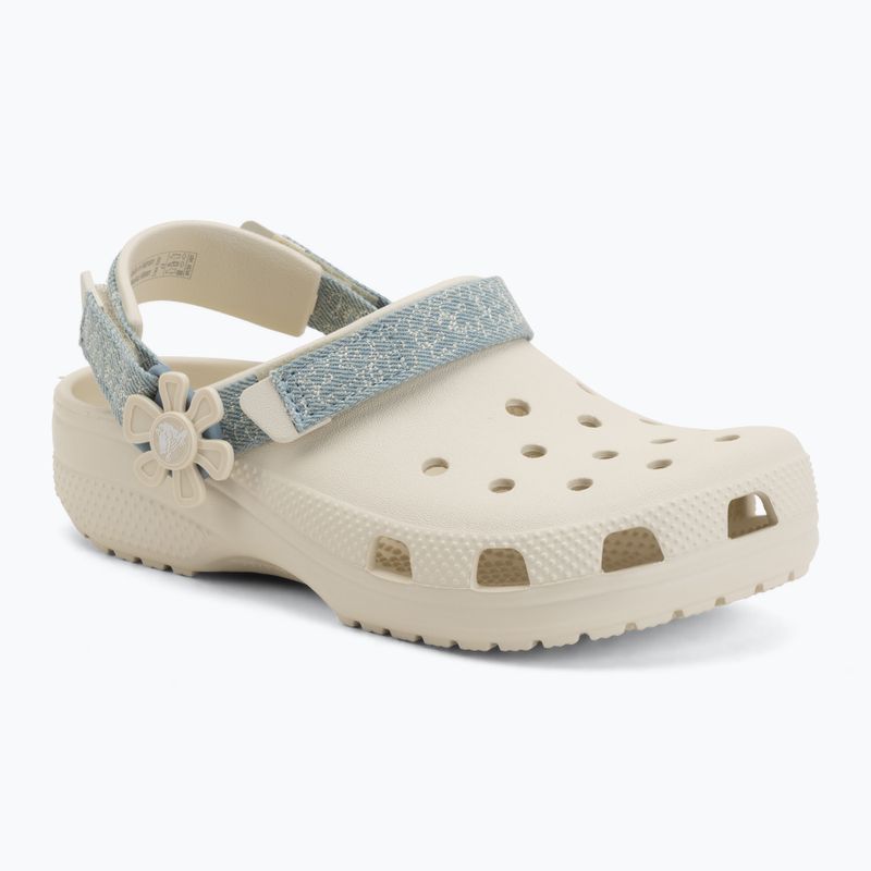 Detské šľapky Crocs Classic Denim Flower Adjustment Backstrap summit white 2