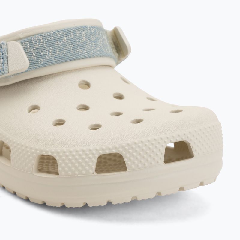 Detské šľapky Crocs Classic Denim Flower Adjustment Backstrap summit white 8