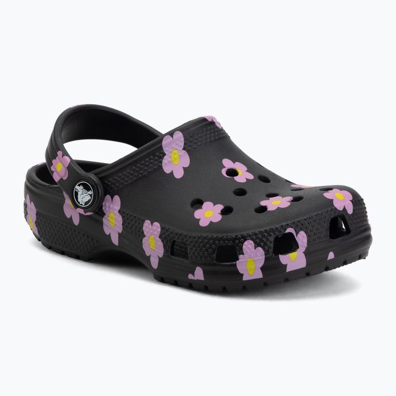 Detské šľapky Crocs Classic Flower black 2