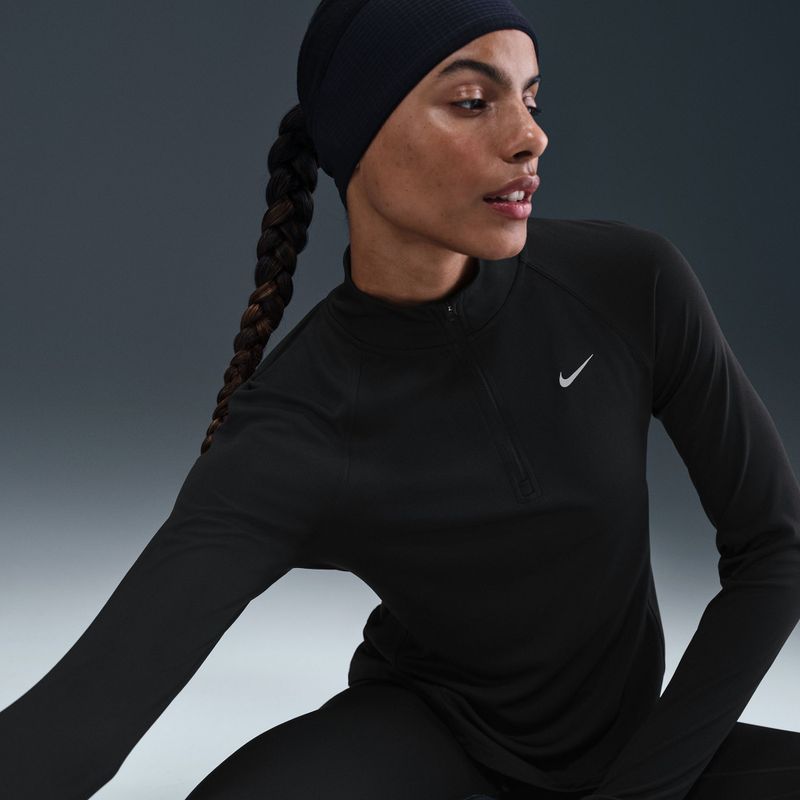 Dámske bežecké tričko s dlhým rukávom Nike Tempo Swoosh Run Dri-Fit 1/4-Zip black/white 4