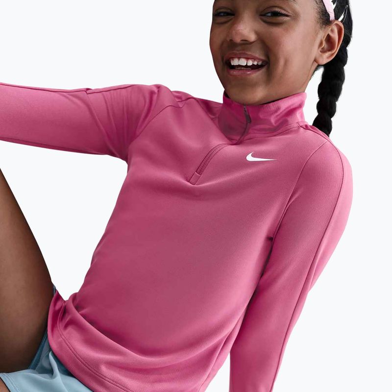 Detské tréningové tričko longsleeve Nike Dri-Fit 1/4 Zip sweet beet/white 6