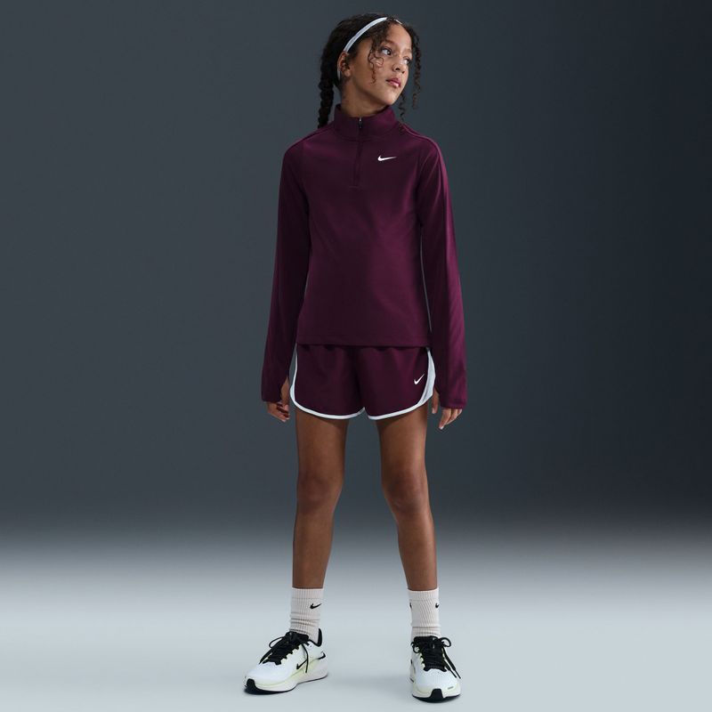 Detské tréningové tričko s dlhým rukávom Nike Dri-Fit 1/4 Zip bordeaux/white 7