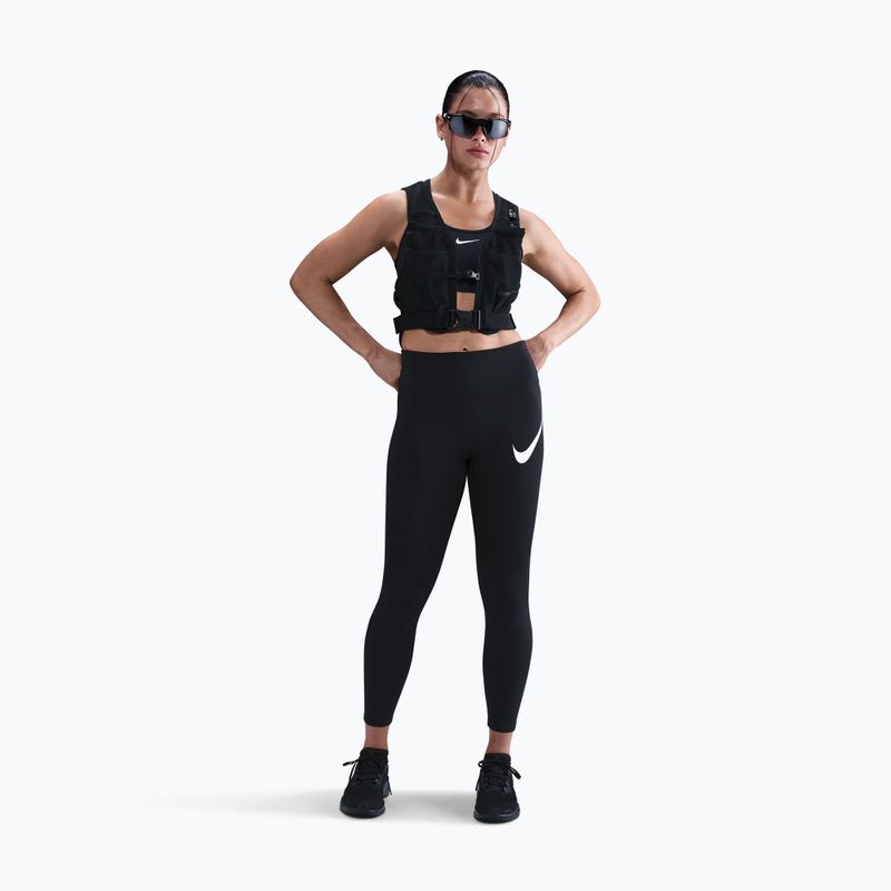 Dámske bežecké legíny Nike Tempo Swoosh Run High-Waisted 7/8 black/white 2