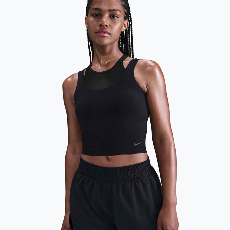 Dámsky tréningový top Nike One Fitted Dri-Fit Cropped Tank black/dark smoke grey