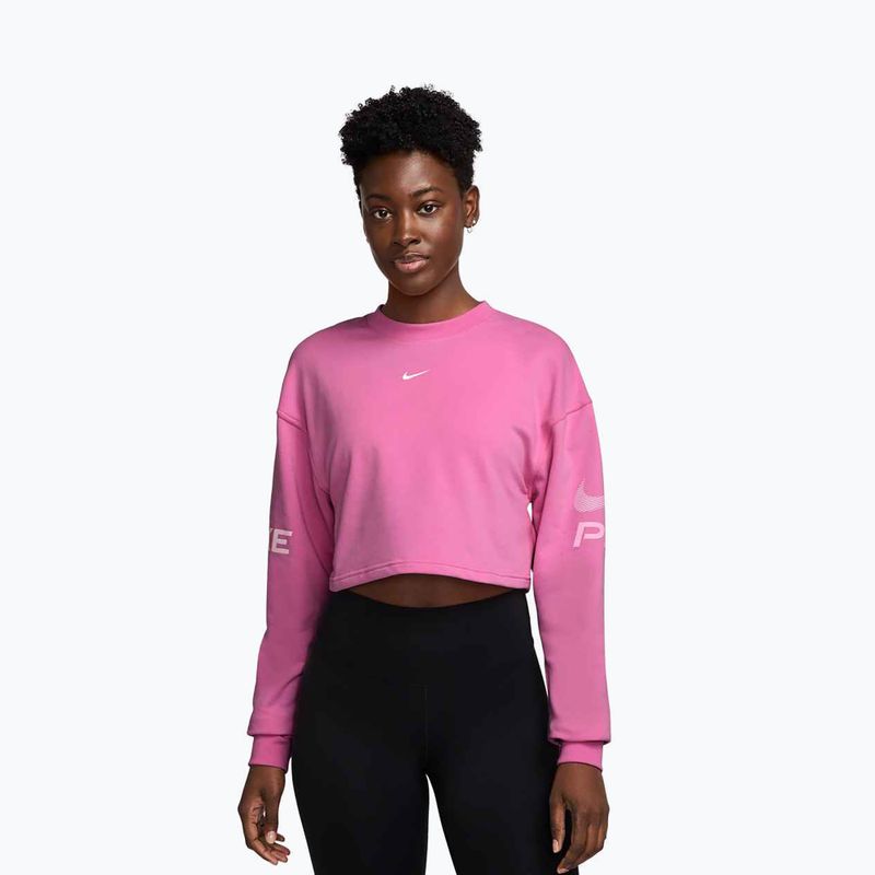 Dámska tréningová mikina Nike Pro Dri-Fit Loose Crew-Neck playful pink/pink foam/white