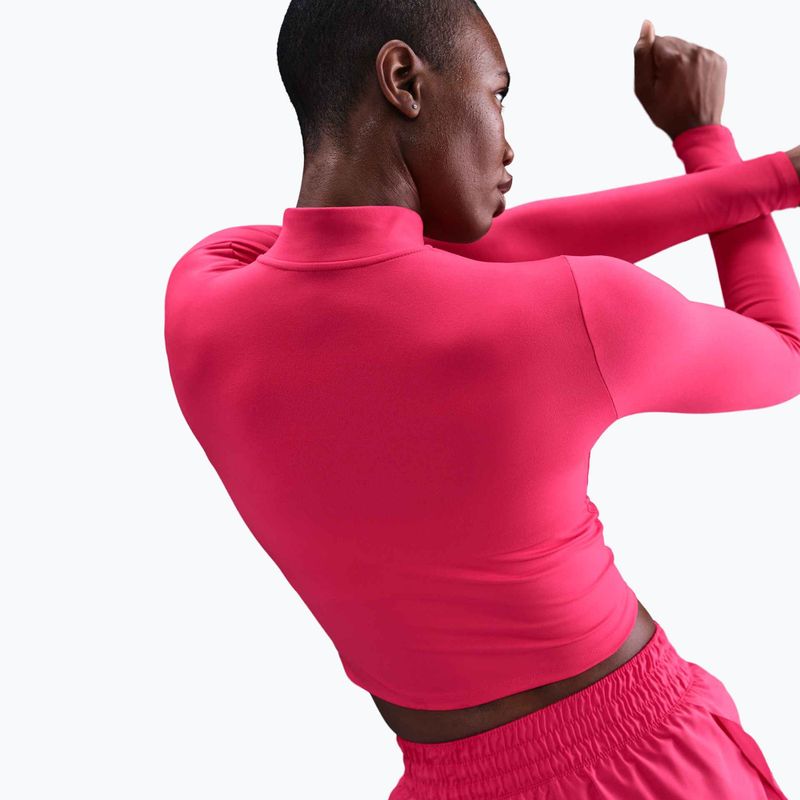 Dámsky longsleeve Nike One Fitted Dri-Fit 1/4 Zip Mid Layer rush pink/white 4