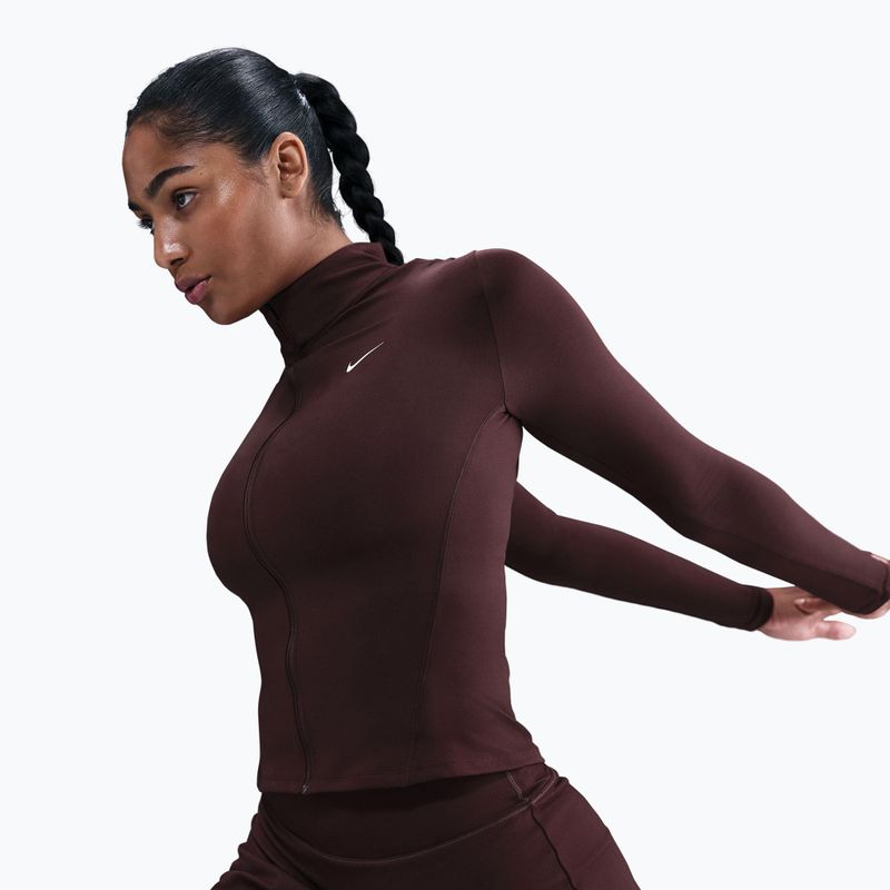 Dámska tréningová mikina Nike One Fitted Dri-Fit Full-Zip burgundy crush/white 4