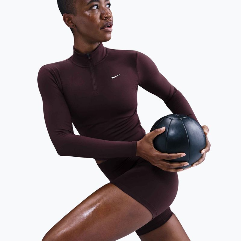 Dámske tričko Nike One Fitted Dri-Fit 1/4 Zip Mid Layer burgundy crush/white 5