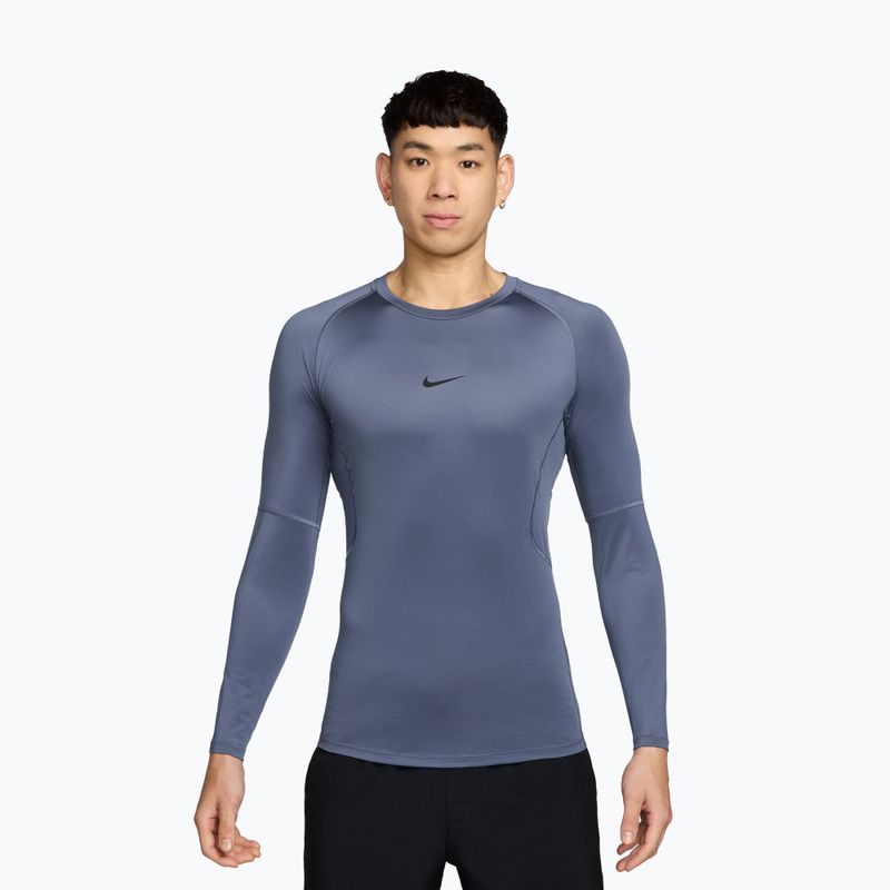Pánske tréningové tričko longsleeve Nike Pro Dri-Fit Tight Fitness diffused blue/black