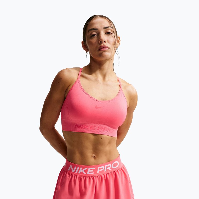 Dámske tréningové šortky Nike Pro Dri-Fit Mid-Rise Brief-Lined 3" sea coral/white 4