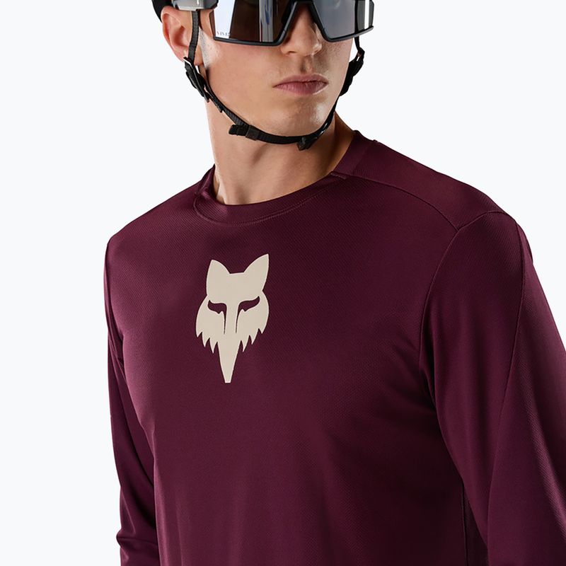 Pánsky cyklistický dres longsleeve Fox Racing Ranger Fox Head LS dark maroon 3
